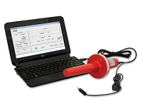 Model 255 high voltage probe connects directly to a laptop computer for flexible high voltage measurement and data logging
